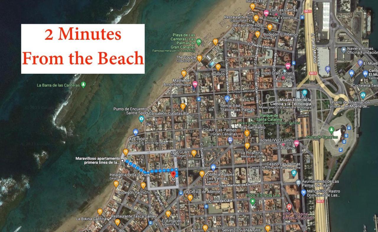 לאס פאלמס דה גראן קנאריה 2 Min Dalla Spiaggia Loft Terrazza Casa Gialla מראה חיצוני תמונה
